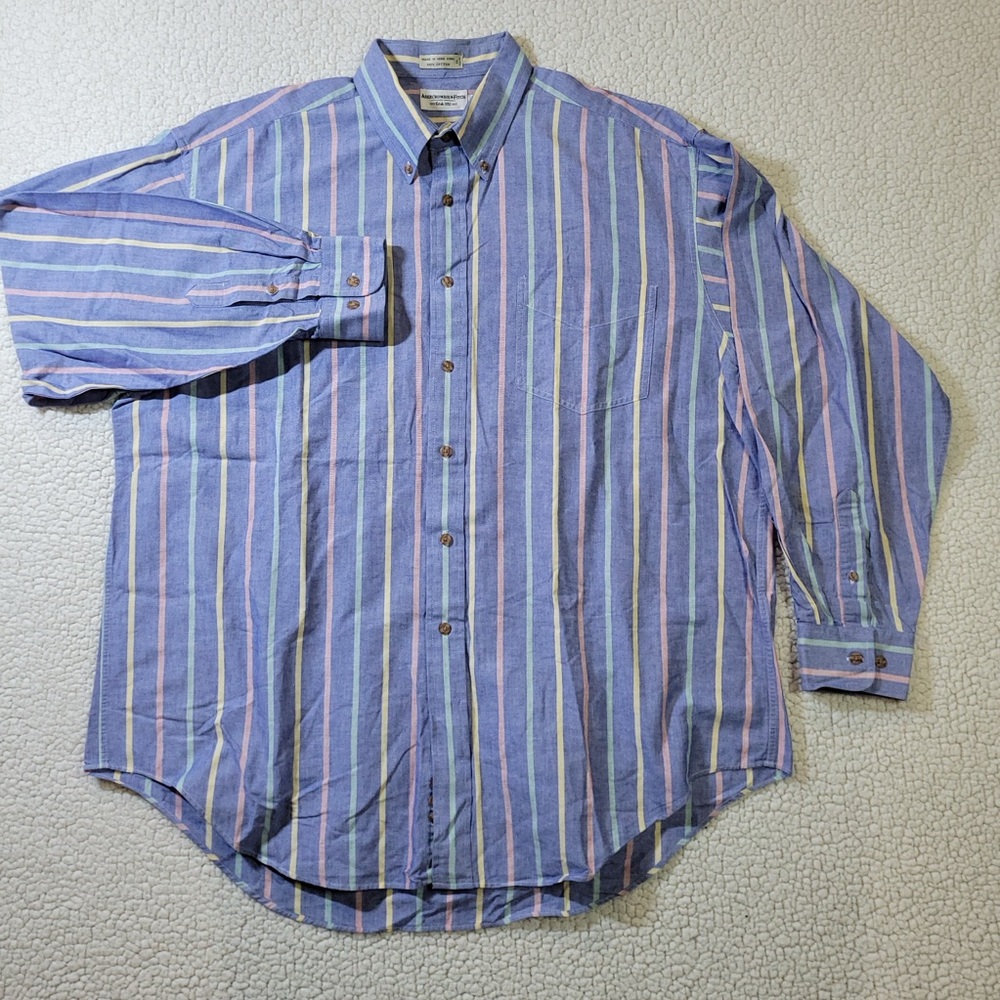 Vintage Abercrombie & Fitch Button Down Shirt Mens Large Long Sleeve Blue Stripe